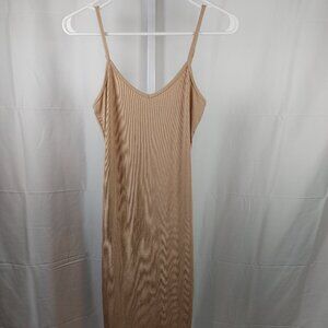 Cider Size S Tan Ribbed Knit Sleeveless Cami Camisole Tank Midi Bodycon Dress